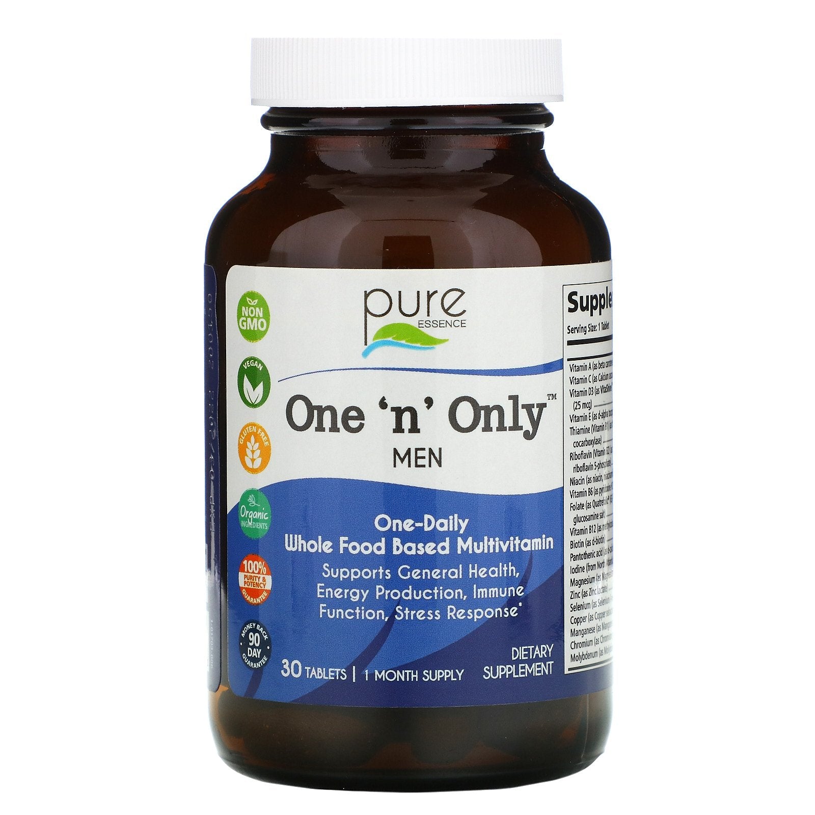 Pure Essence, One 'N' Only Men, Whole Based Multivitamin,Tablets