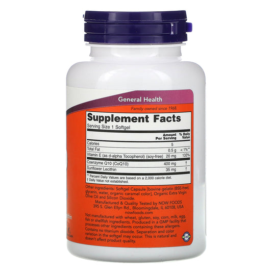 Now Foods, Coq10, 400 Mg Softgels