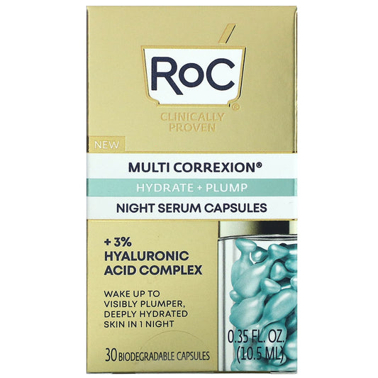 RoC, Multi Correxion, Hydrate + Plump, Night Serum Capsules, Fragrance-Free