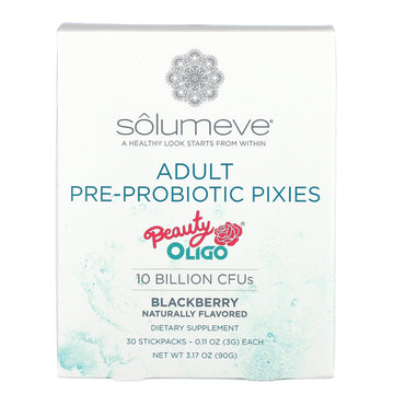 Solumeve, Adult Pre-Probiotic Pixies, Blackberry Flavor, 10 Billion CFUs, 0.11 oz (3 g) Each