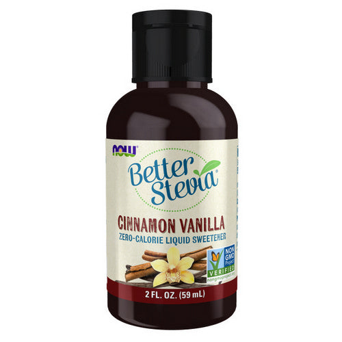 Better Stevia Liquid Sweetener Cinnamon Vanilla 2 fl oz By Now Foods