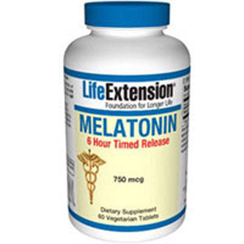 Melatonin 6 Hour Timed Release 60 vegetarian tablets By Life