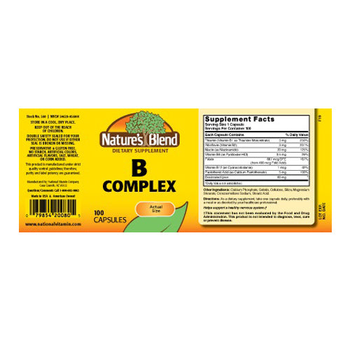 Nature's Blend B Complex Capsules 100 Caps By Nature's Blend