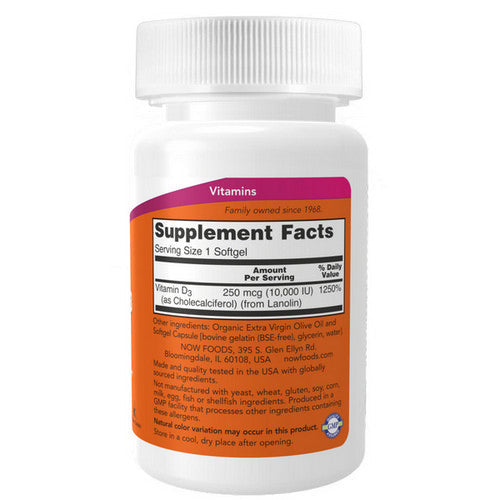 Vitamin D3 120 Softgels By Now Foods