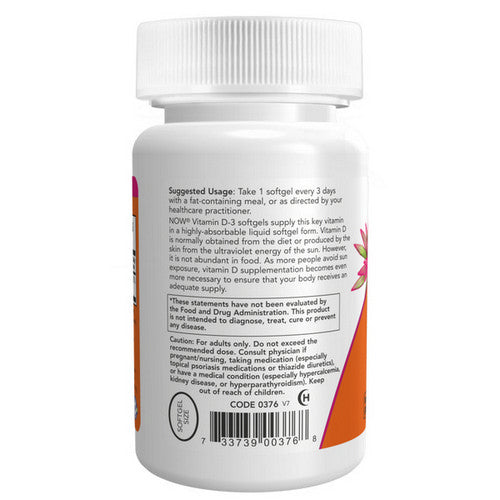 Vitamin D3 120 Softgels By Now Foods