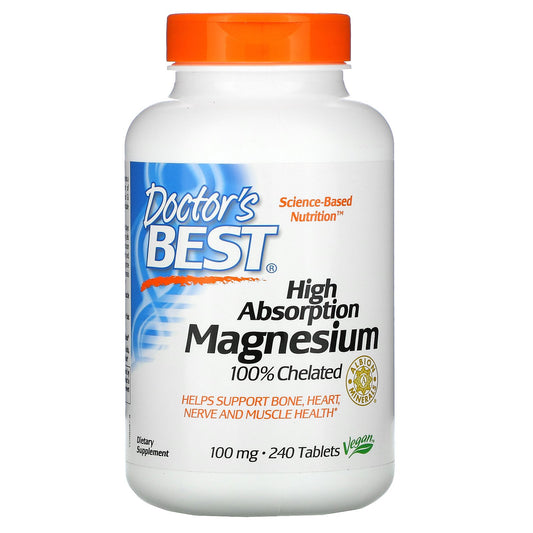 Doctor's Best, High Absorption Magnesium 100% Chelated with Albion Minerals, 100 mg  Tablets