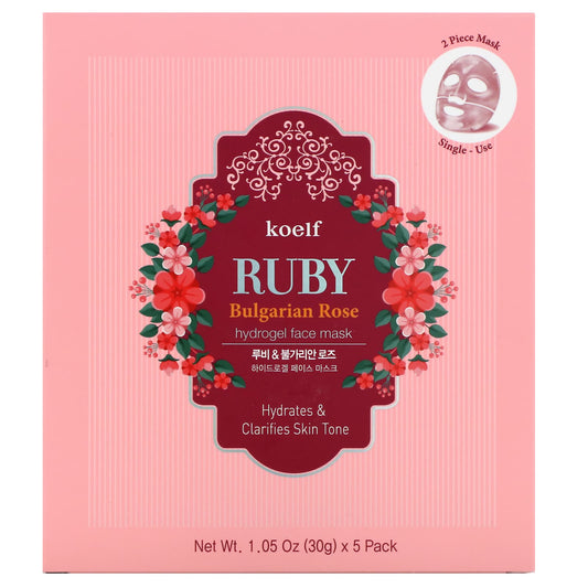 Koelf, Ruby Bulgarian Rose Hydrogel Beauty Face Mask Pack, 1.05 oz (30 g) Each