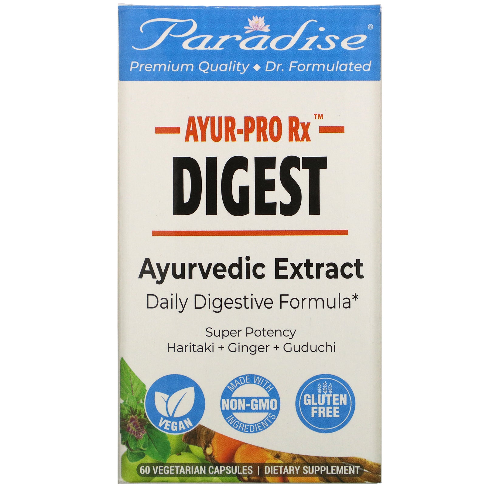 Paradise Herbs, Ayur-Pro Rx, Digest Vegetarian Capsules