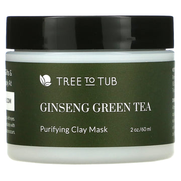 Tree To Tub, Activated Charcoal Deep Purifying Clay Face Mask for Sensitive Skin, Ginseng & Green Tea (60 ml)