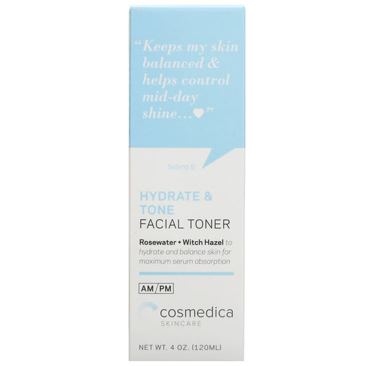 Cosmedica Skincare, Hydrate & Tone Facial Toner, Rosewater + Witch Hazel (120 ml)