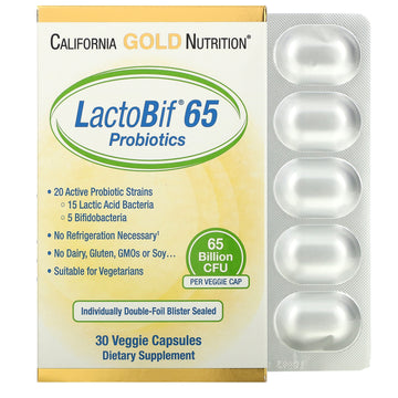 California Gold Nutrition, LactoBif Probiotics, 65 Billion CFU Veggie Capsules