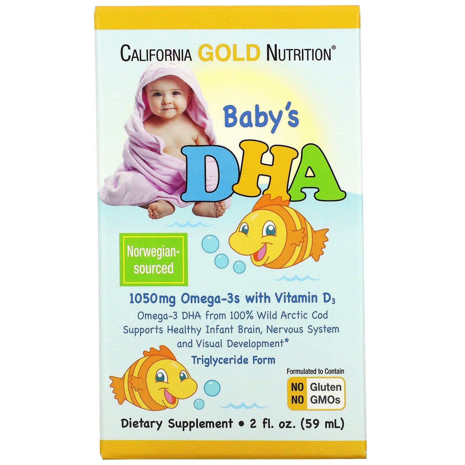 California Gold Nutrition, Baby's DHA, Omega-3s with Vitamin D3, 1050 mg