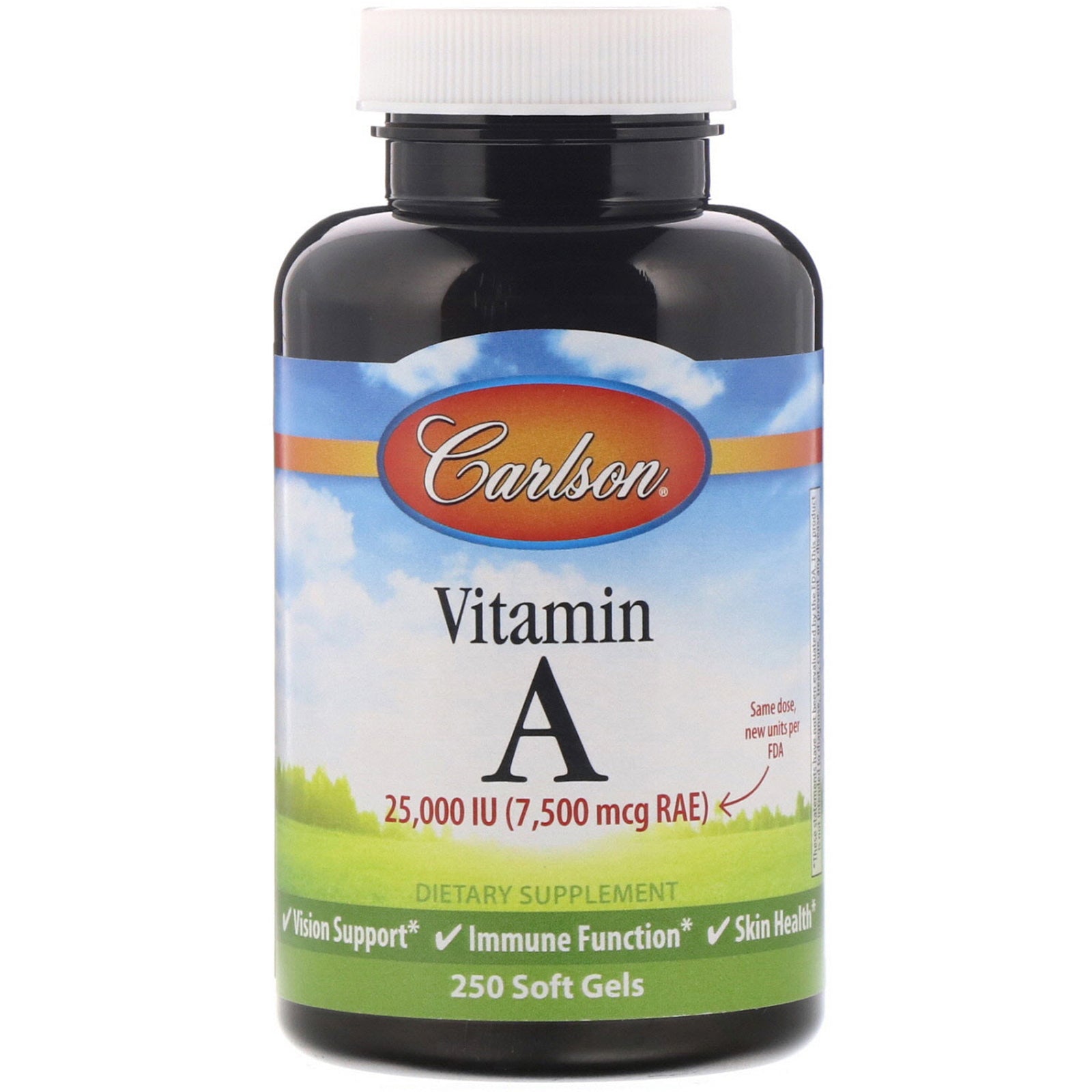 Carlson Labs, Vitamin A, 7,500 mcg RAE (25,000 IU ), Soft Gels