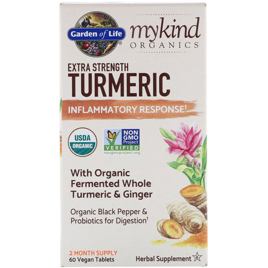 Garden Of Life, Mykind Organics, Extra Strength Turmeric, Inflammatory Response Vegan Tablets