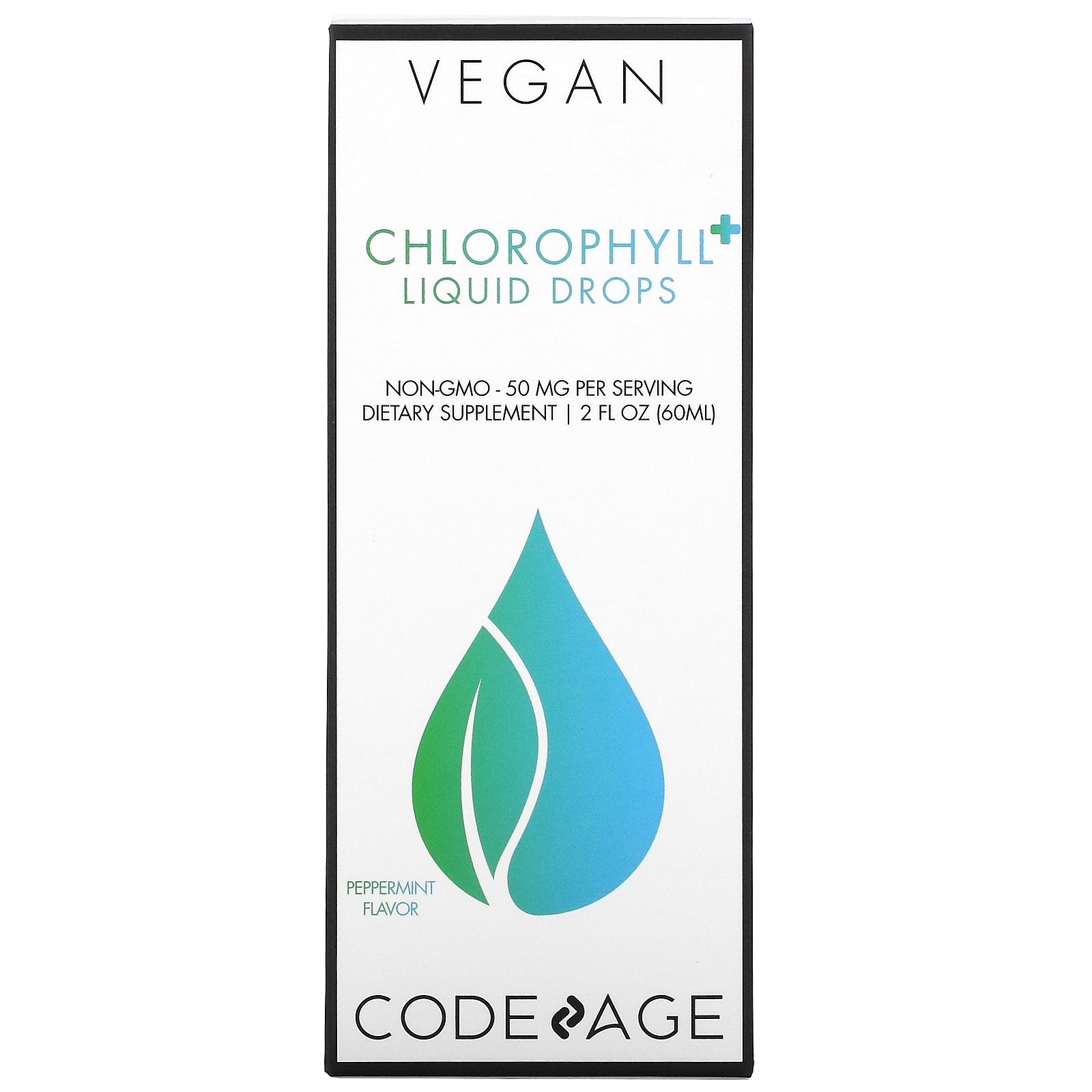 CodeAge, Vegan Chlorophyll+ Liquid Drops, Peppermint, 50 mg (60 ml)