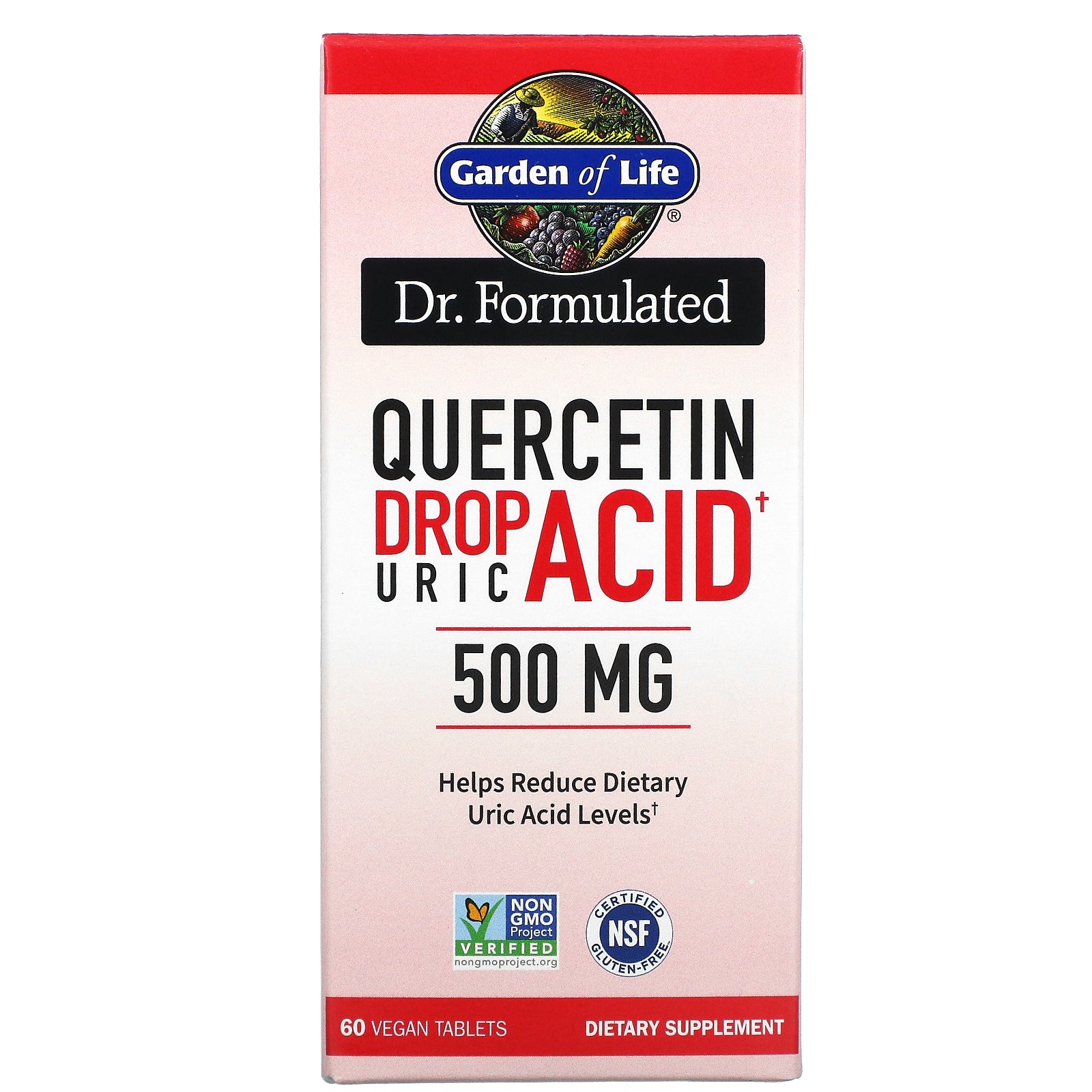 Garden Of Life, Dr. Formulated, Quercetin Drop Uric Acid, 500 Mg, 60 Vegan Tablets