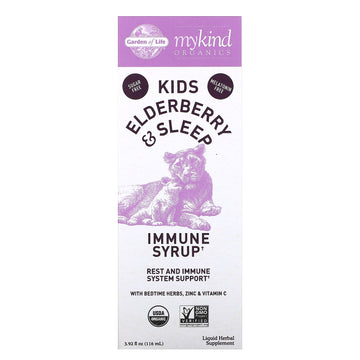 Garden of Life, Mykind Organics, Kids Elderberry & Sleep, Immune Syrup with Bedtime Herbs, Zinc & Vitamin C