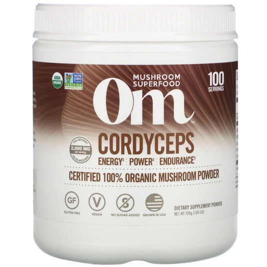 Om Mushrooms, Cordyceps, Certified 100% Organic Mushroom Powder