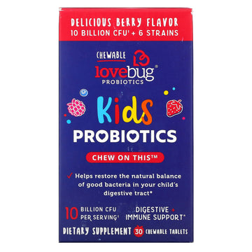 LoveBug Probiotics, Kids Probiotics, Delicious Berry, 10 Billion CFU