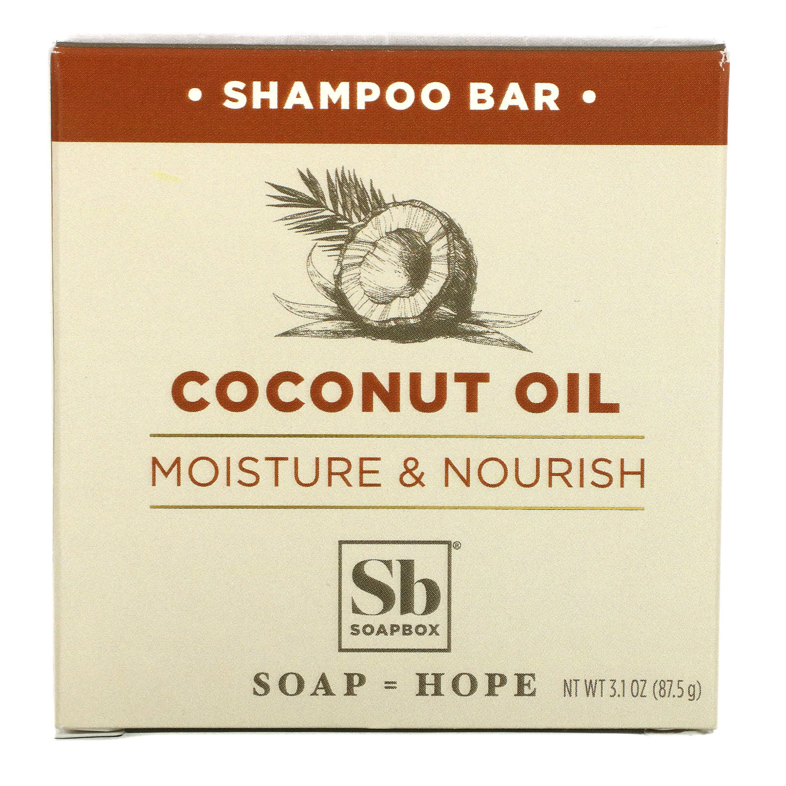 Soapbox, Coconut Oil Shampoo Bar, Moisture & Nourish (87.5 g)