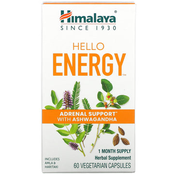 Himalaya, Hello Energy, Adrenal Support With Ashwagandha, Vegetarian Capsules