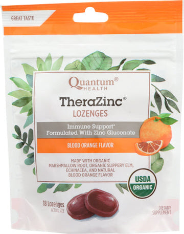 TheraZinc Organic Bagged Lozenges Blood Orange 18 Count By Q