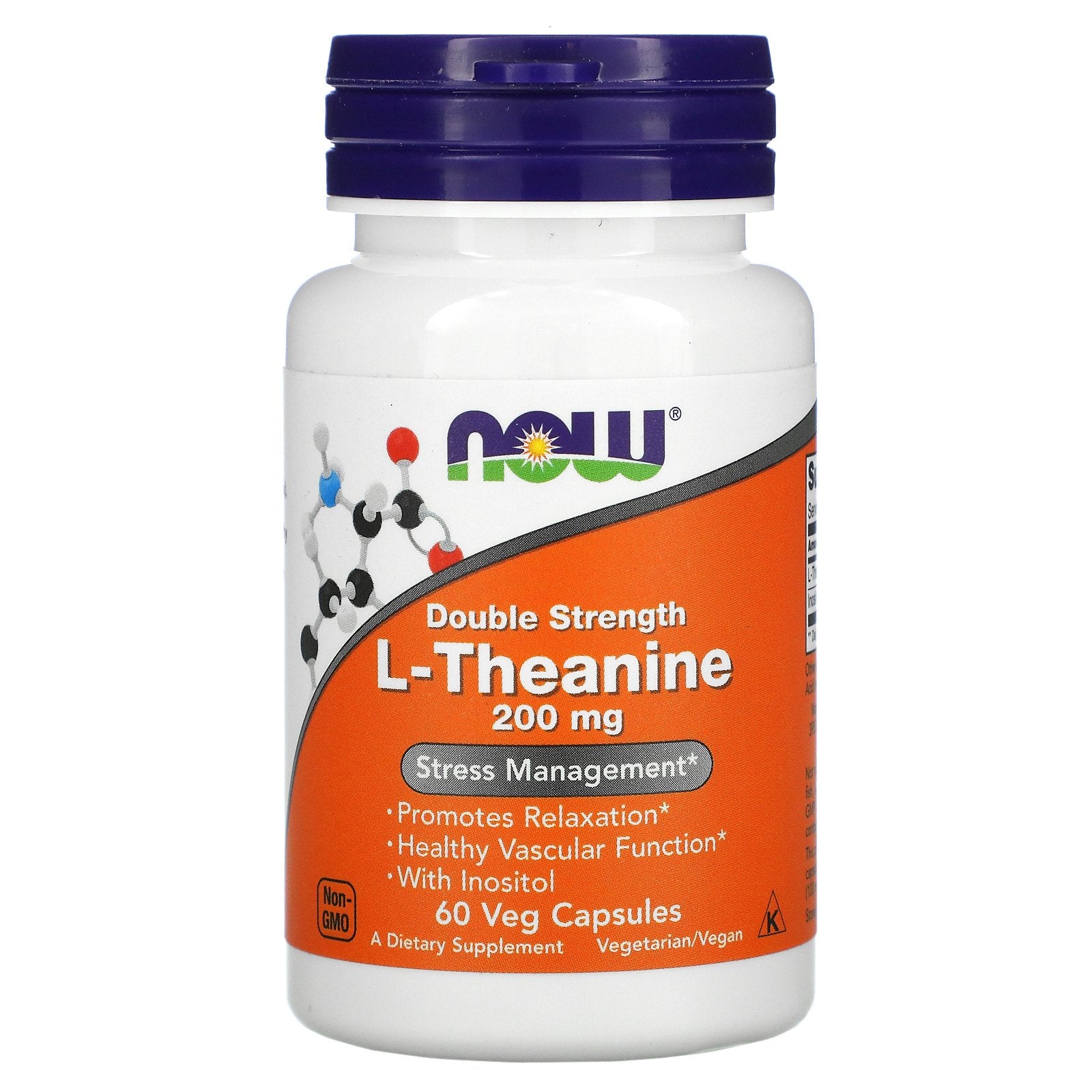 NOW Foods, L-Theanine, Double Strength, 200 mg Veg Capsules