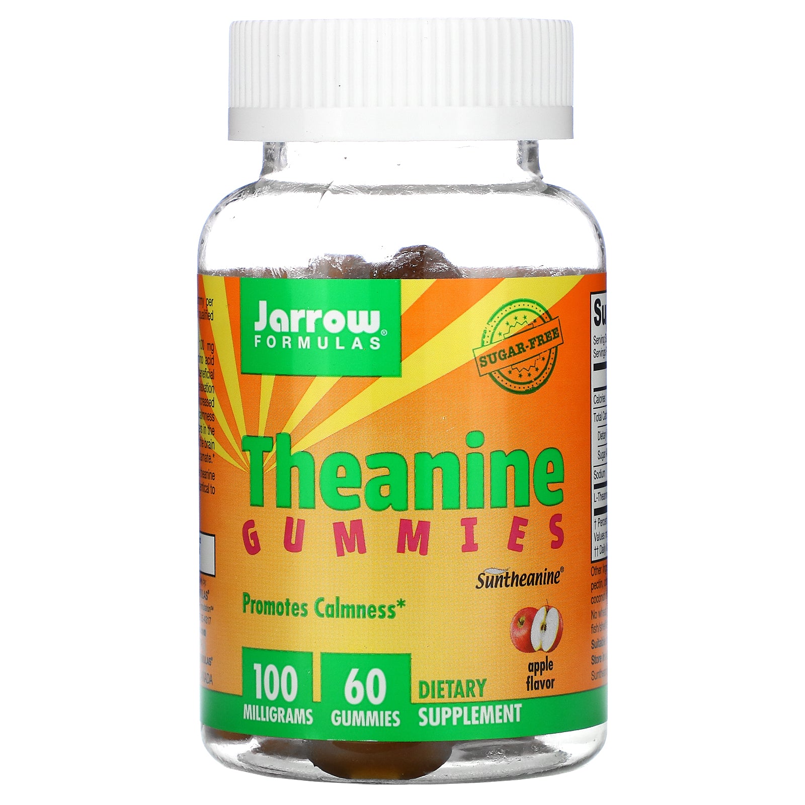 Jarrow Formulas, Theanine Gummies, Sugar Free, Apple Flavor, 100 mg