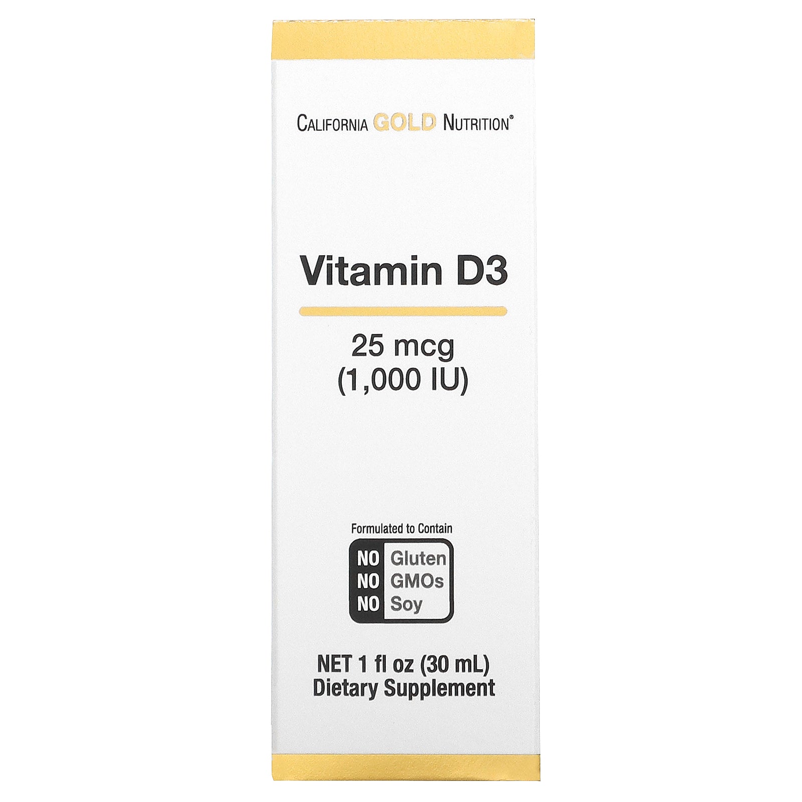 California Gold Nutrition, Vitamin D3, 25 Mcg (1,000 Iu), (30 Ml)