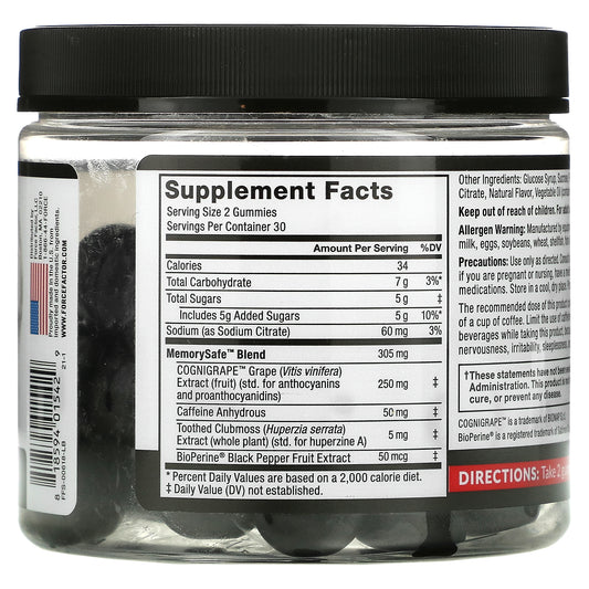 Force Factor, Forebrain Gummies, Memory Support, Mixed Berry