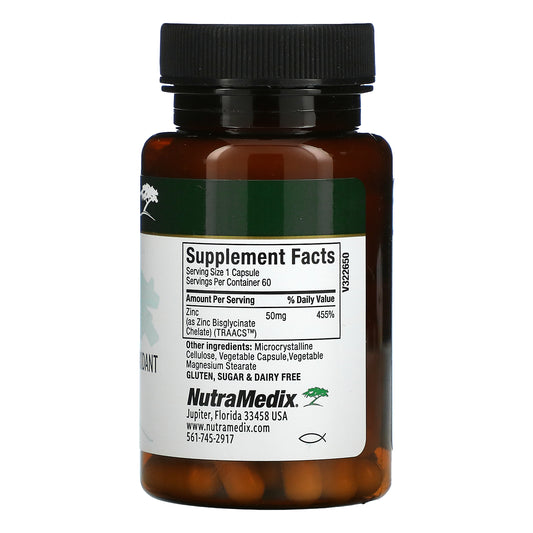 NutraMedix, Zinc, Immune, Skin, and Antioxidant Support, 50 mg, Vegetarian Capsules