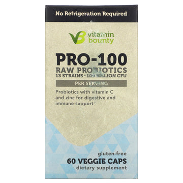 Vitamin Bounty, PRO-100 Raw Probiotics, 100 Billion CFU Veggie Caps