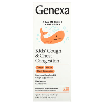 Genexa, Kid's Cough & Chest Congestion, Ages 4+, Organic Blueberries