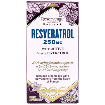 ReserveAge Nutrition, Resveratrol with Active Trans-Resveratrol, 250 mg Veggie Capsules