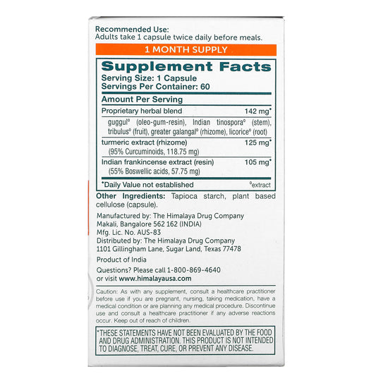 Himalaya, Curcumin Complete, The Joint Solution Vegetarian Capsules