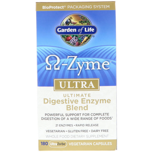 Garden of Life, O-Zyme Ultra, Ultimate Digestive Enzyme Blend UltraZorbe Vegetarian Capsules