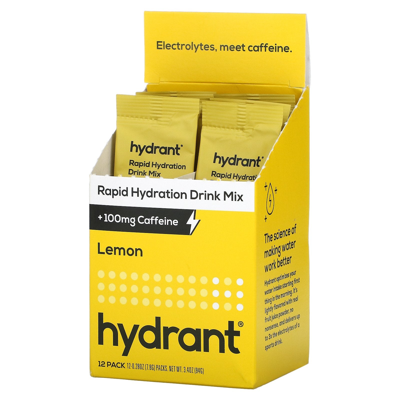 Hydrant, Rapid Hydration Drink Mix +100 Mg Caffeine 0.28 Oz (7.8 G) Each