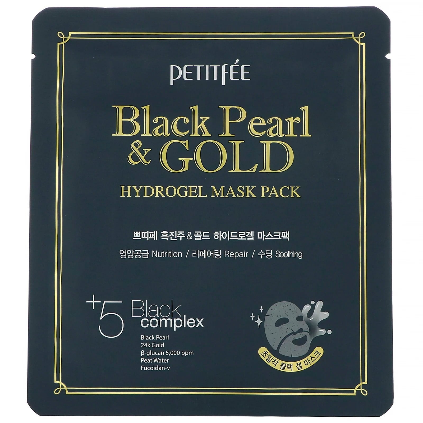 Petitfee, Black Pearl & Gold Hydrogel Beauty Mask Pack, 32 g Each