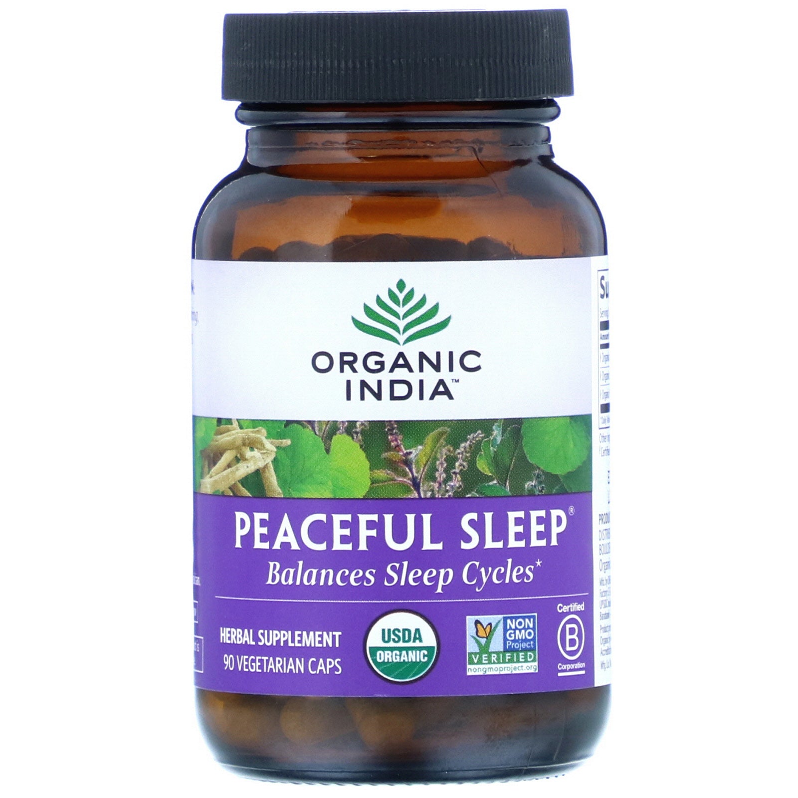 Organic India, Peaceful Sleep,Vegetarian Caps