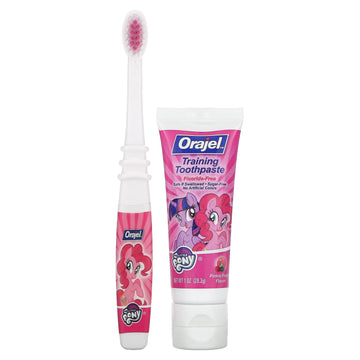 Orajel, Kids, My Little Pony Training Toothpaste with Toothbrush, Fluoride Free, Pinkie Fruity