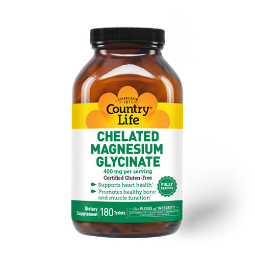 Chelated Magnesium Glycinate 180 Tabs By Country Life