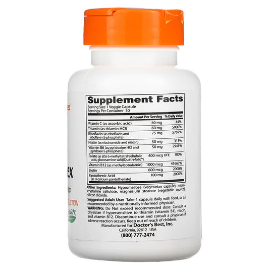 Doctor'S Best, Fully Active B Complex With Quatrefolic Veggie Caps