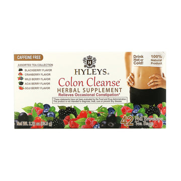 Hyleys Tea, Colon Cleanse, Assorted Tea Collection, Caffeine Free,Foil Envelope Tea Bags, 0.05 oz (1.5 g) Each