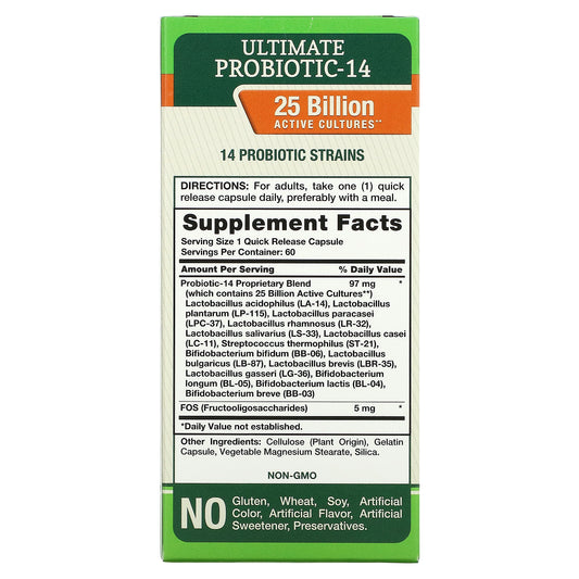 Nature's Truth, Ultimate Probiotic-14, 25 Billion Quick Release Capsules