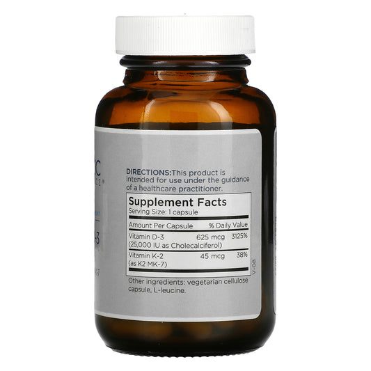 Metabolic Maintenance, Vitamin D-3 With Vitamin K2 Mk-7, 625 Mcg (25,000 Iu)
