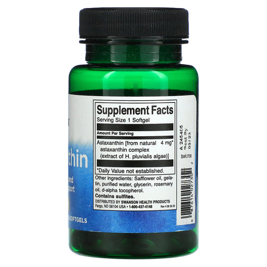 Swanson, Astaxanthin, 4 mg Softgels