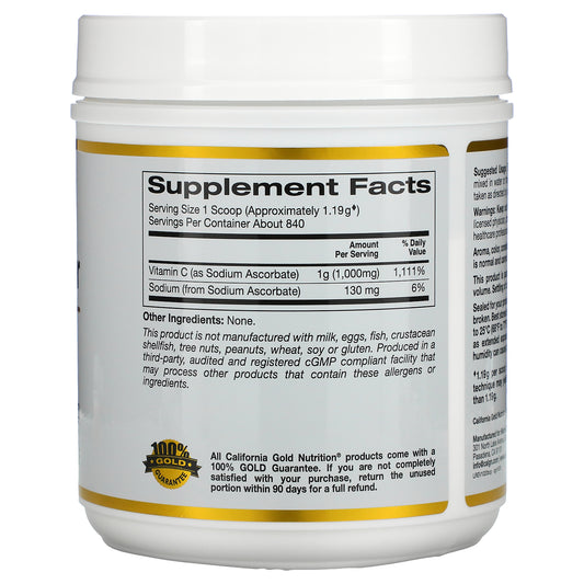 California Gold Nutrition, Buffered Gold C, Non-Acidic Vitamin C Powder, Sodium Ascorbate, 1,000 Mg, (1 Kg)