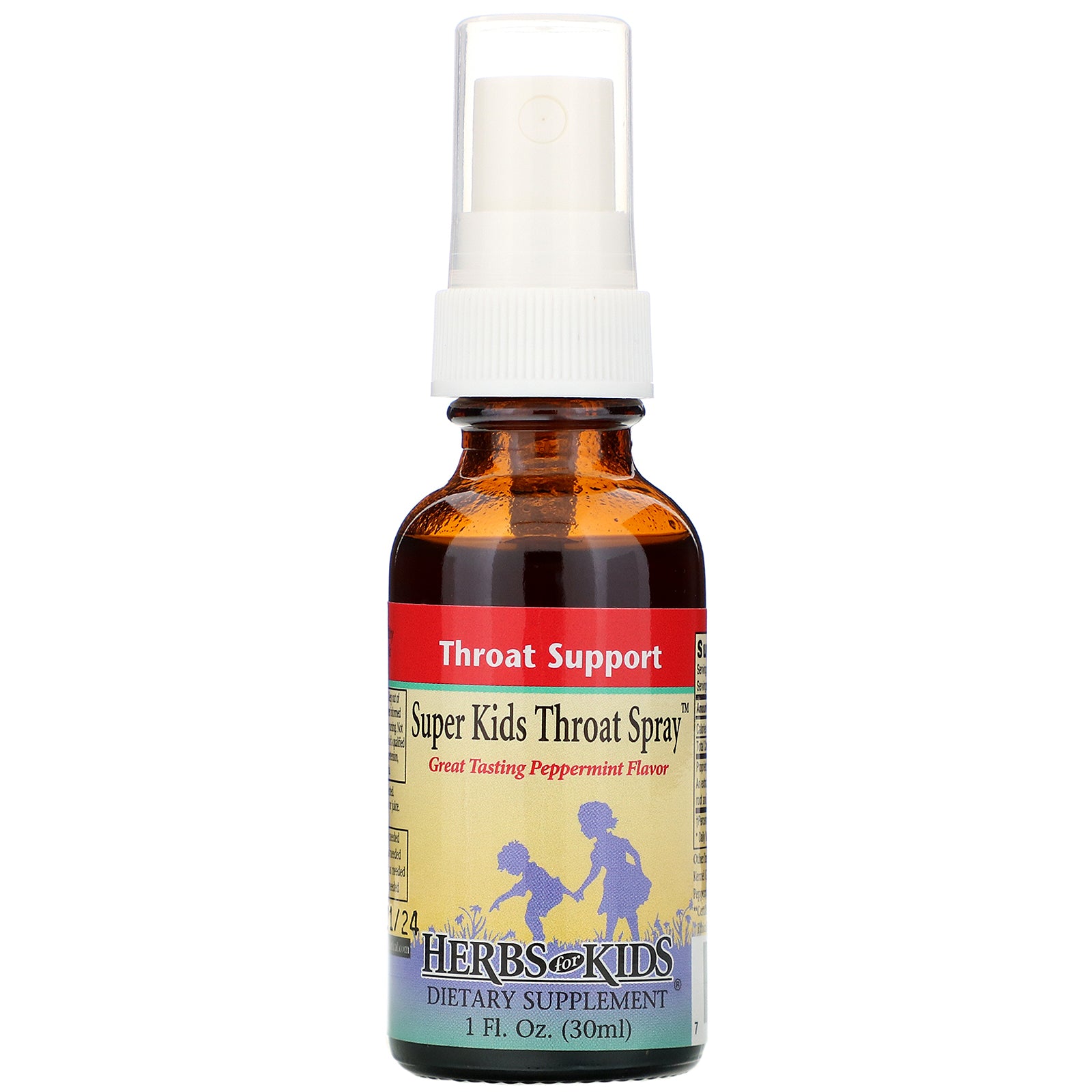 Herbs for Kids, Super Kids Throat Spray, Peppermint Flavor