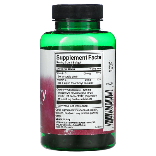 Swanson, Cranberry, Whole Fruit Concentrate, Super Strength, Softgels