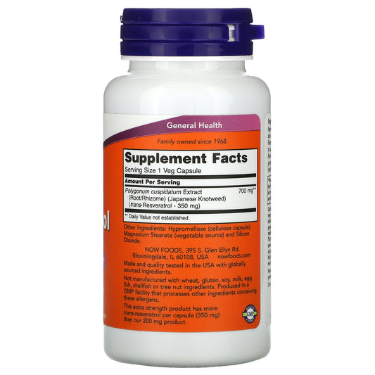 NOW Foods, Extra Strength Resveratrol, 350 mg Veg Capsules